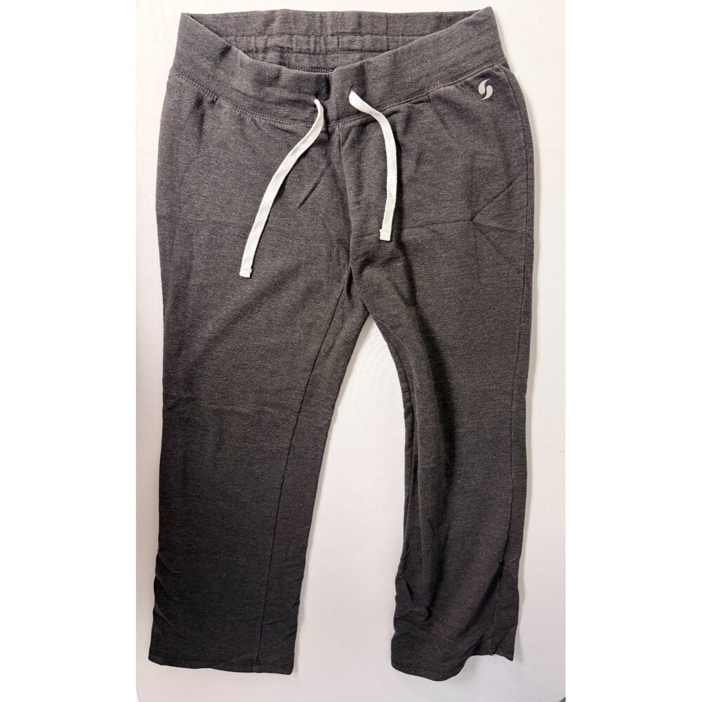 Soffe Low Rise Junior M Charcoal Cropped Sweatpants Drawstring